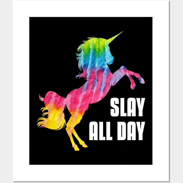 Slay All Day - Unicorn Wall Art by sqwear
